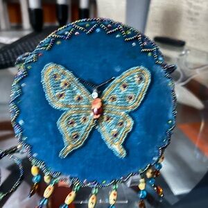 Chic Embroidered Butterfly Mini Bag in Blue